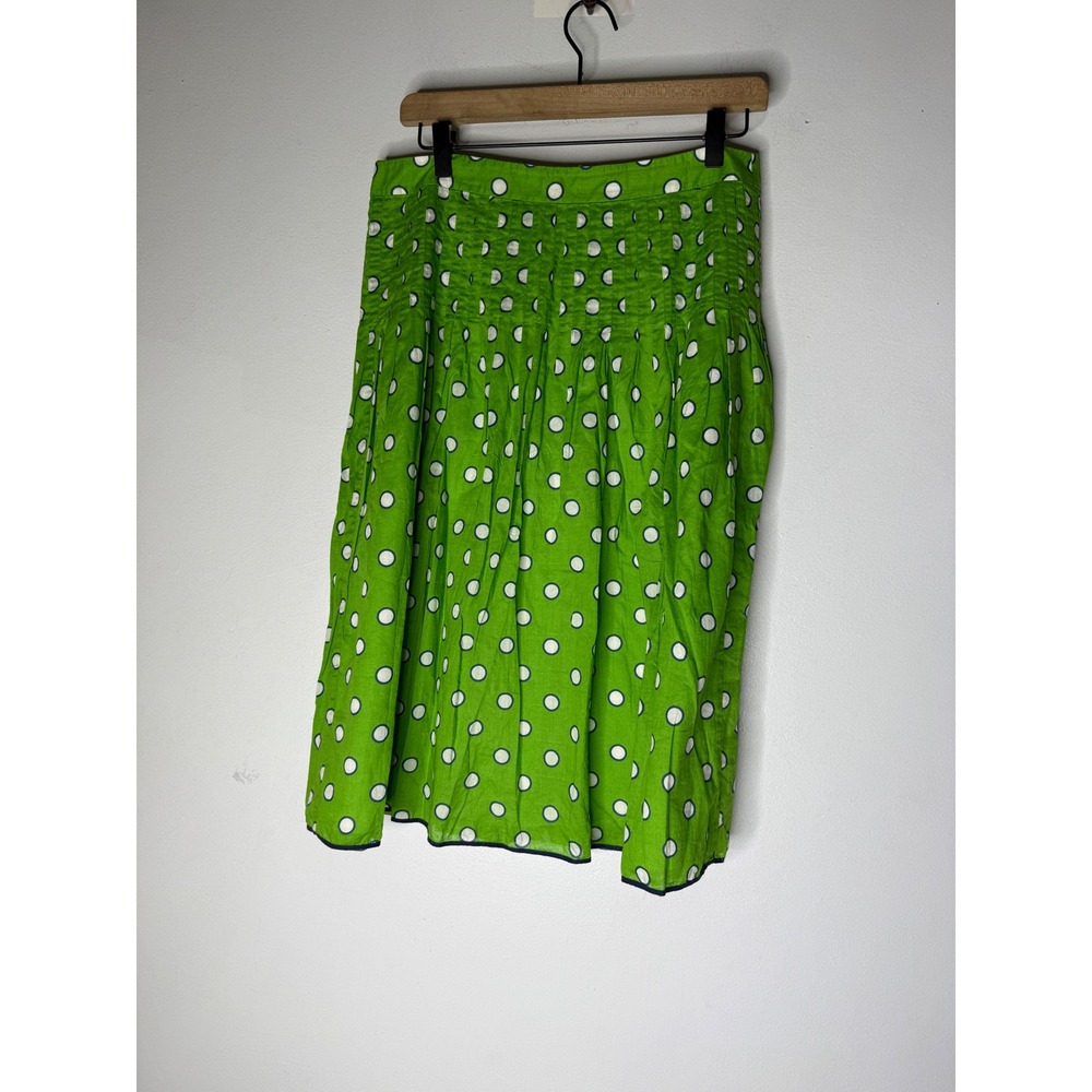 J crew vintage White Polka Dot Pleated Cotton A-Line Skirt Size 8